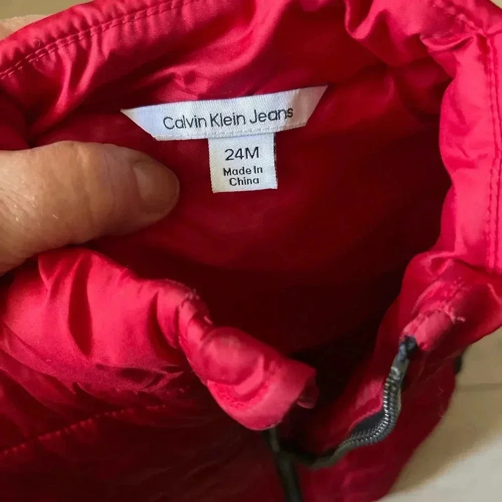 Calvin Klein Jeans Baby Boy Girl toddler Puffer Vest 24m warm winter red/black